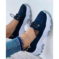 Lace-up Slip On Casual Sneakers - blue