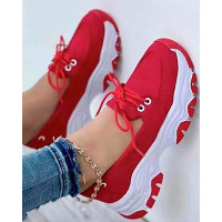 Lace-up Slip On Casual Sneakers - red