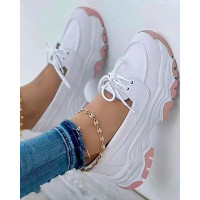 Lace-up Slip On Casual Sneakers - white