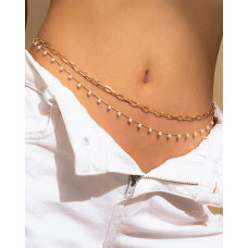 Layered Beaded Square Shaped Body Chain - gold