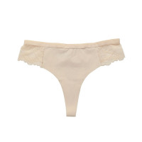 Leopard Print Lace Patch Thong Panty - Apricot