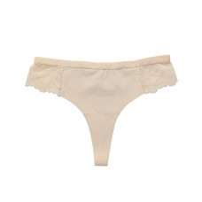 Leopard Print Lace Patch Thong Panty - Apricot