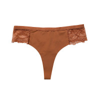 Leopard Print Lace Patch Thong Panty - nude