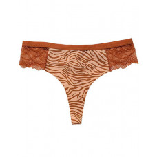 Leopard Print Lace Patch Thong Panty - red