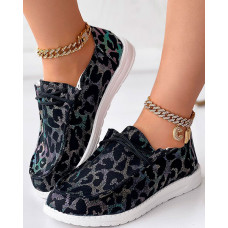 Leopard Print Lace-up Casual Loafers - Multicolor