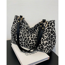 Leopard Print Large Capacity Tote Bag - black