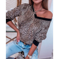 Leopard Print Long Sleeve Top - Leopard