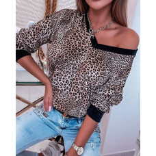 Leopard Print Long Sleeve Top - Leopard