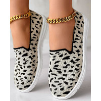 Leopard Print Slip-On Casual Sneakers - Apricot