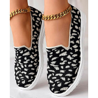 Leopard Print Slip-On Casual Sneakers - black Leopard Print Slip-On Casual Sneakers - black