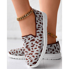 Leopard Print Slip-On Casual Sneakers - gray