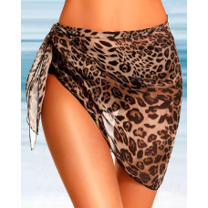 Leopard Print Tied Detail Chiffon Cover Up Wrap Skirt - Leopard