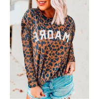 Letter Cheetah Print Long Sleeve T-Shirt - style3