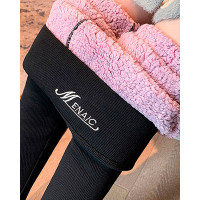 Letter Embroidery High Waist Thermal Warm Fleece Lined Leggings - style3