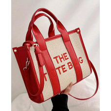 Letter Embroidery Versatile All-Match Straw Tote Bag - red