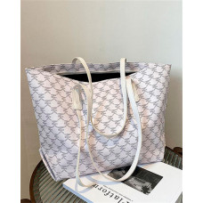 Letter Pattern Large Capacity Tote Bag - white