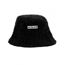 Letter Pattern Teddy Style Winter Bucket Hat - black