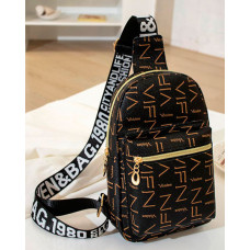 Letter Pattern Zipper Design Crossbody Shoulder Bag - brown