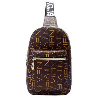 Letter Pattern Zipper Design Crossbody Shoulder Bag - coffee