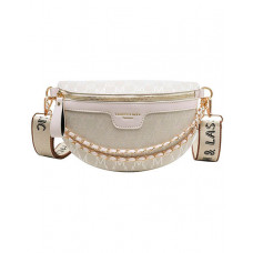 Letter Print Fanny Pack Zipper Design Crossbody Bag - white