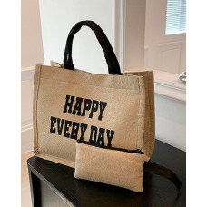 Letter Print Large Capacity Magnet Tote Bag With Purse - style4