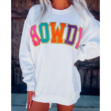 Letter Print Long Sleeve Casual Sweatshirt - white