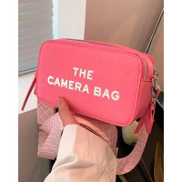 Letter Print Zipper Crossbody Bag - pink