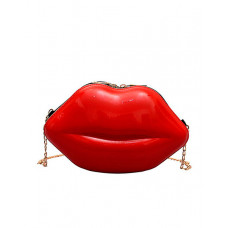 Lip Shaped Chain Crossbody Bag - red