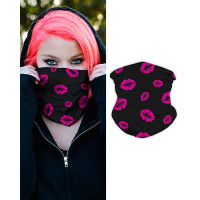 Lips Print Breathable FaceВ Bandana Magic Scarf Headwrap Balaclava - black