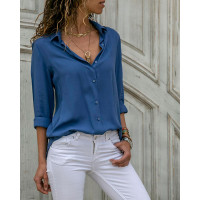 Long Sleeve Button Down Shirt - blue