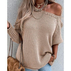 Long Sleeve Chunky Knit Sweater - Apricot