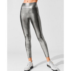 Metallic High Waist Pencil Leggings - gray