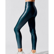 Metallic High Waist Pencil Leggings - green