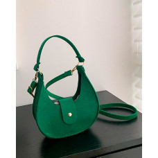 Minimalist Felt Baguette Shoulder Bag - green