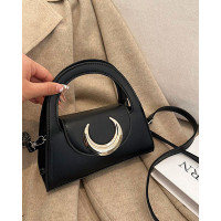 Moon Pattern Decor Minimalist Satchel Bag - black