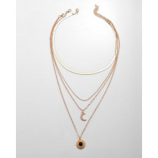 Moon Sun Pendant Multi Layered Necklace - gold