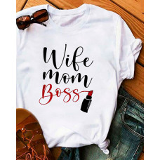 Mother's Day Letter Print Casual T-Shirt - white