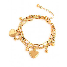 Multi-layer Heart Pendant Chain Bracelet - gold