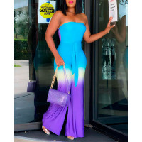 Ombre Bandeau Jumpsuit With Belt - Multicolor