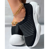 Ombre Breathable Asymmetrical Trim Sneakers - black