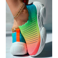 Ombre Breathable Asymmetrical Trim Sneakers - Multicolor