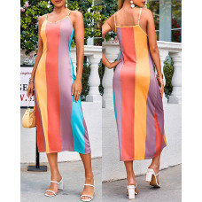 Ombre Colorblock Sleeveless Maxi Dress - orange