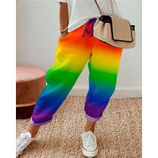 Ombre Drawstring Cuffed Pants - Multicolor