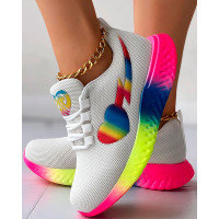Ombre Heart Pattern Muffin Sneakers - beige Ombre Heart Pattern Muffin Sneakers - beige