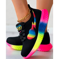 Ombre Heart Pattern Muffin Sneakers - black