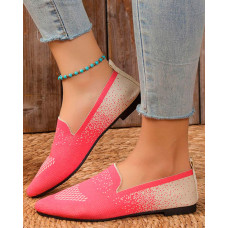 Ombre Knit Breathable Slip On Loafers - hot pink