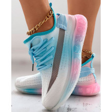 Ombre Lace-up Casual Running Sneakers - white&blue