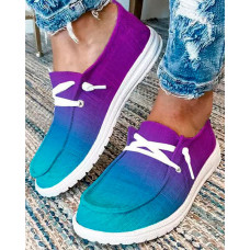 Ombre Lace-up Casual Slip-on - purple&blue