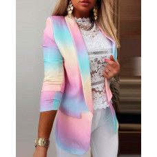 Ombre Long Sleeve Blazer Coat - light purple