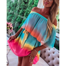 Ombre Off Shoulder Mini Dress - Multicolor